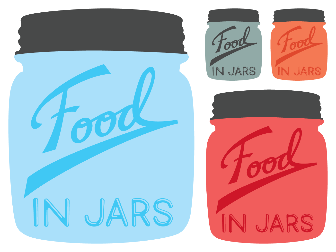 Food in Jars low contrast blue gray orange red