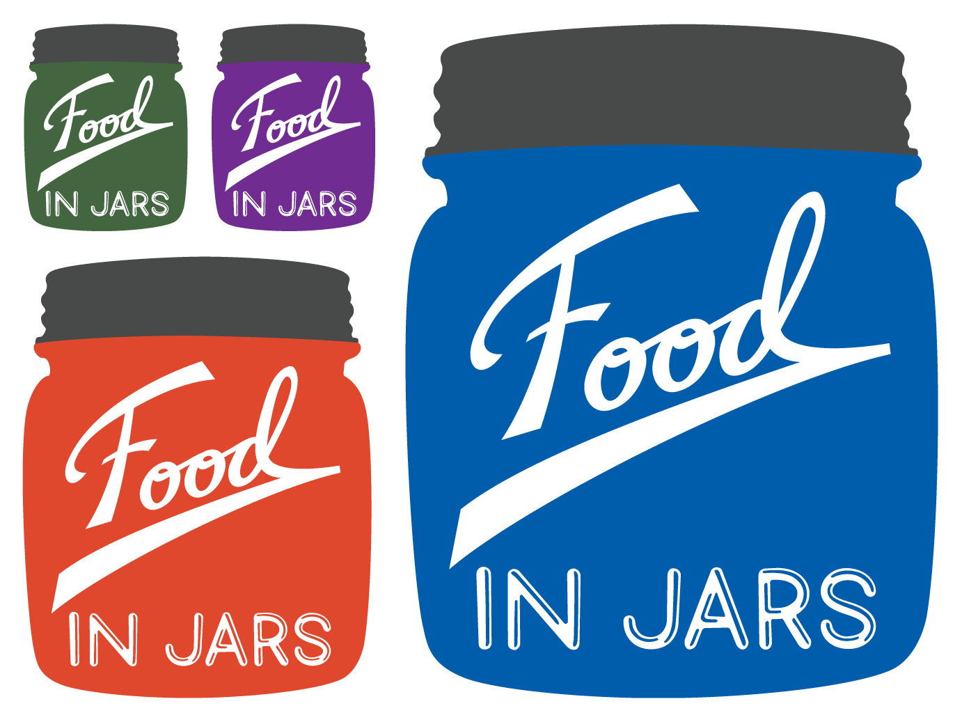 Food in Jars high contrast green purple orange blue